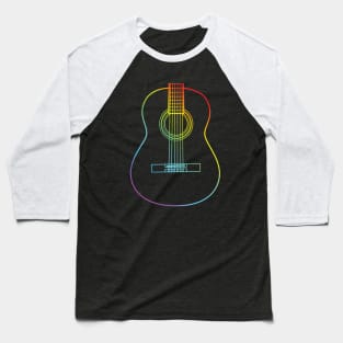 Classical Acoustic Guitar Body Colorful Outline Baseball T-Shirt